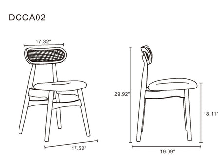 Colbert Dining Chair in Black and Cane with Grey Upholstered Seating (set of 4) by Manhattan Comfort at Eve Furniture