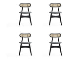 Colbert Dining Chair in Black and Cane with Grey Upholstered Seating (set of 4) by Manhattan Comfort at Eve Furniture