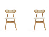 Colbert Dining Chair in Nature and Cane with Oatmeal Upholstered Seating (set of 2) by Manhattan Comfort at Eve Furniture