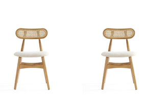 Colbert Dining Chair in Nature and Cane with Oatmeal Upholstered Seating (set of 2) by Manhattan Comfort at Eve Furniture
