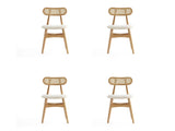 Colbert Dining Chair in Nature and Cane with Oatmeal Upholstered Seating (set of 4) by Manhattan Comfort at Eve Furniture