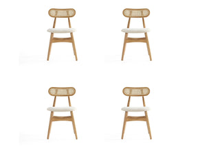 Colbert Dining Chair in Nature and Cane with Oatmeal Upholstered Seating (set of 4) by Manhattan Comfort at Eve Furniture