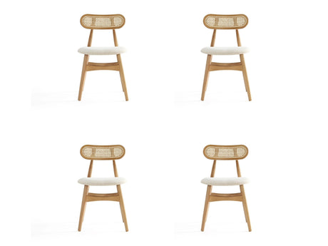 Colbert Dining Chair in Nature and Cane with Oatmeal Upholstered Seating (set of 4) by Manhattan Comfort at Eve Furniture