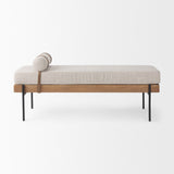 Colburne Cream Fabric w/Brown Wood Bench by Mercana at Eve Furniture