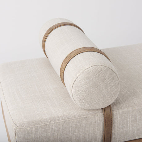 Colburne Cream Fabric w/Brown Wood Bench by Mercana at Eve Furniture