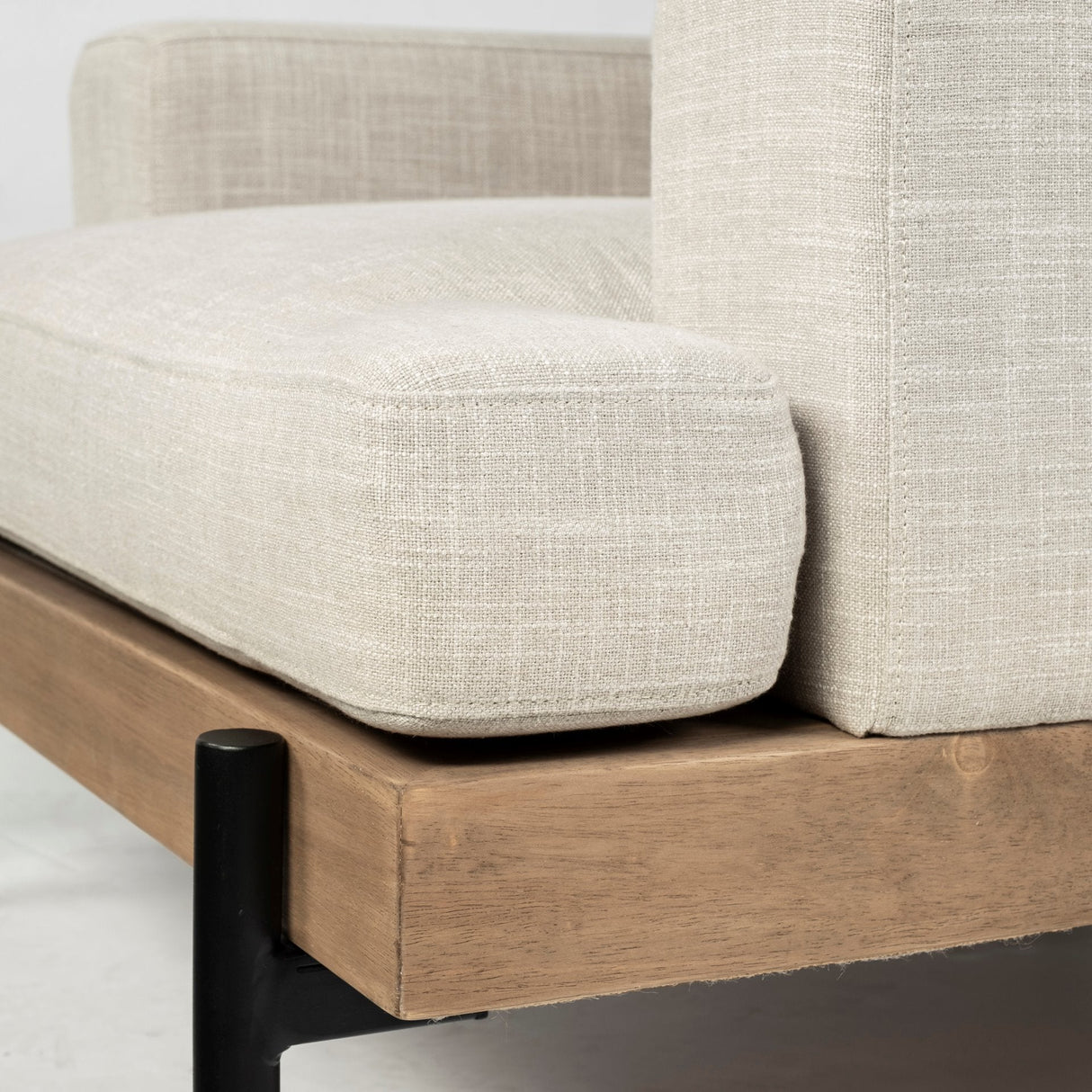 Colburne I Beige Fabric W/ Wood and Iron Frame Accent Chair by Mercana at Eve Furniture