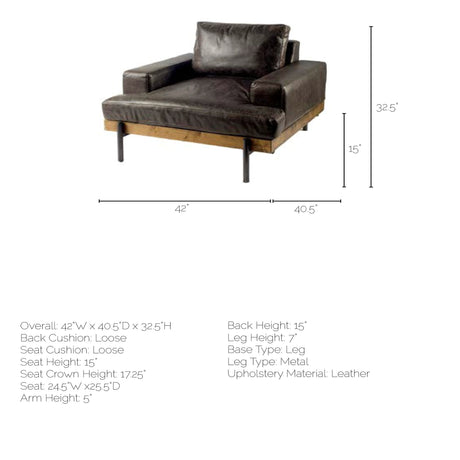 Colburne I Brown Leather Body Wood/Iron Frame Club Chair by Mercana at Eve Furniture