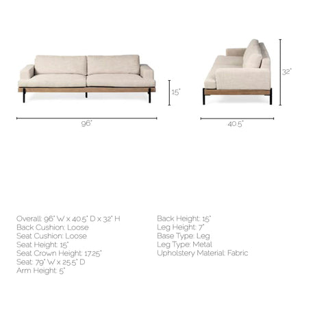 Colburne II Beige Upholstered Three Seater Sofa by Mercana at Eve Furniture
