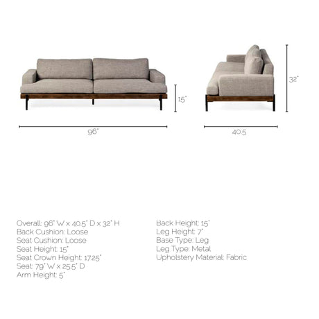 Colburne II Gray Upholstered Three Seater Sofa by Mercana at Eve Furniture
