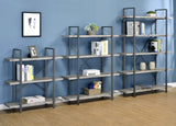 Cole Gray Driftwood/Gunmetal 4-Shelf Bookcase