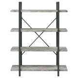 Cole Gray Driftwood/Gunmetal 4-Shelf Bookcase