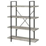 Cole Gray Driftwood/Gunmetal 4-Shelf Bookcase