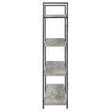 Cole Gray Driftwood/Gunmetal 4-Shelf Bookcase