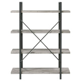 Cole Gray Driftwood/Gunmetal 4-Shelf Bookcase