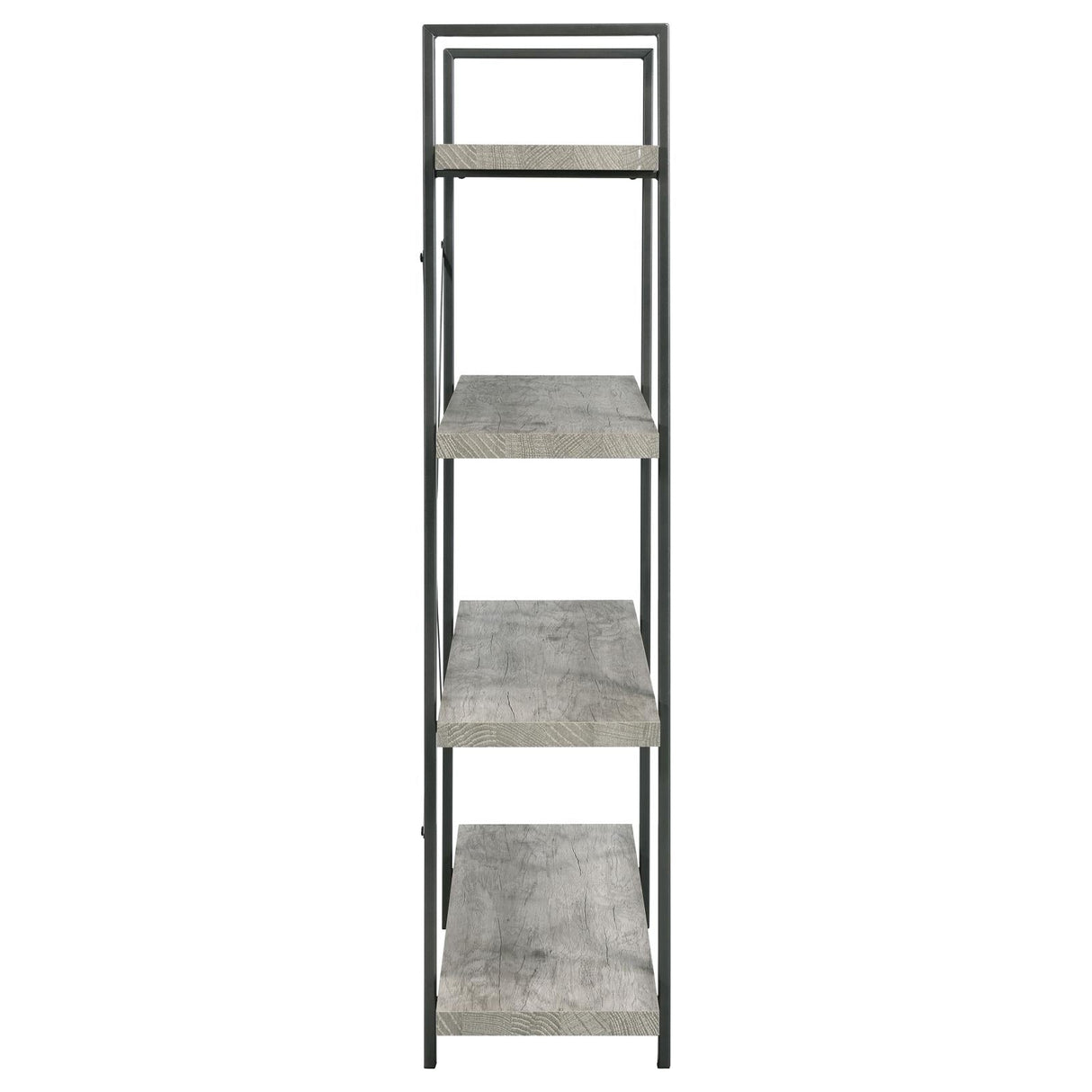 Cole Gray Driftwood/Gunmetal 4-Shelf Bookcase