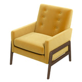 Stella Dark Yellow Velvet Solid Wood Lounge Chair