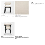 Cole Open Back Dining Side Chair | Natural Linen w/ Dark Wood, Set of 2 by Mercana at Eve Furniture