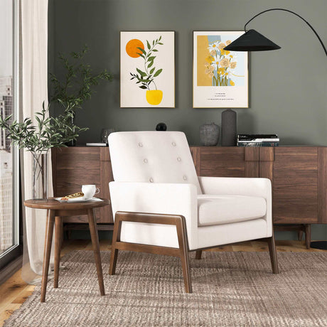 Cole Solid Wood Beige Velvet Lounge Chair by Ashcroft Furniture at Eve Furniture