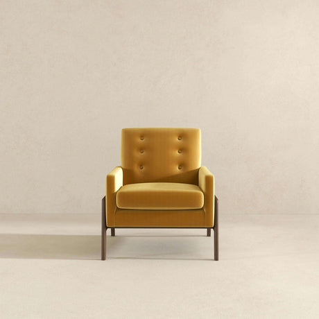 Cole Solid Wood Dark Yellow Velvet Lounge Chair by Ashcroft Furniture at Eve Furniture