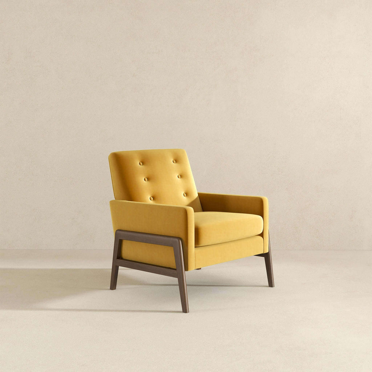 Cole Solid Wood Dark Yellow Velvet Lounge Chair by Ashcroft Furniture at Eve Furniture