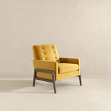Cole Solid Wood Dark Yellow Velvet Lounge Chair by Ashcroft Furniture at Eve Furniture