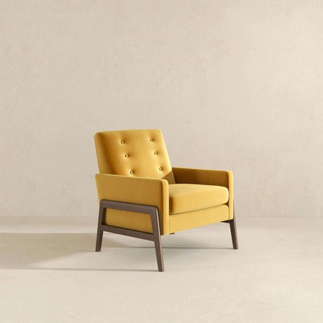 Cole Solid Wood Dark Yellow Velvet Lounge Chair by Ashcroft Furniture at Eve Furniture