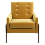 Cole Solid Wood Dark Yellow Velvet Lounge Chair by Ashcroft Furniture at Eve Furniture