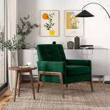 Cole Solid Wood Green Velvet Lounge Chair by Ashcroft Furniture at Eve Furniture