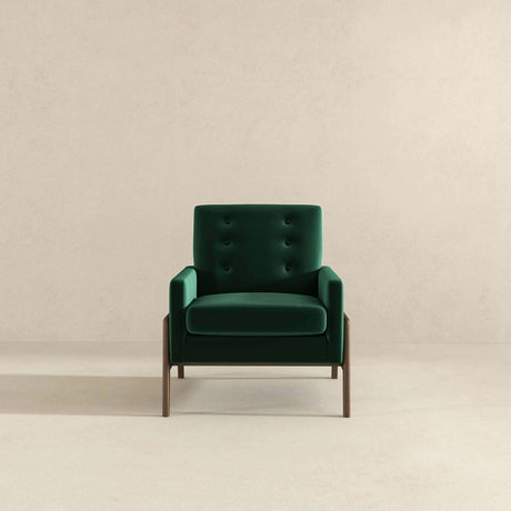 Cole Solid Wood Green Velvet Lounge Chair by Ashcroft Furniture at Eve Furniture