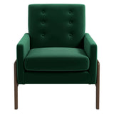 Cole Solid Wood Green Velvet Lounge Chair by Ashcroft Furniture at Eve Furniture