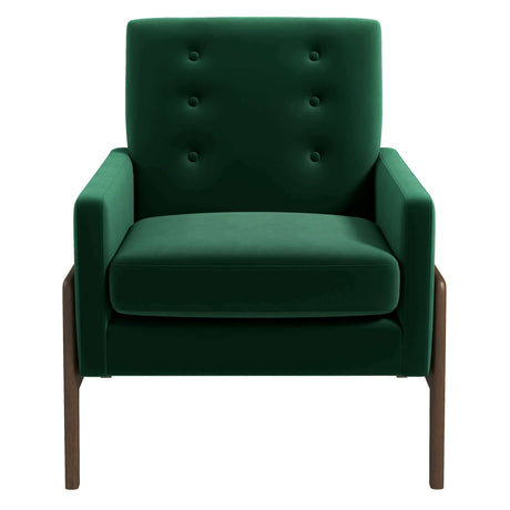 Cole Solid Wood Green Velvet Lounge Chair by Ashcroft Furniture at Eve Furniture