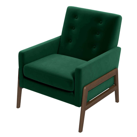 Cole Solid Wood Green Velvet Lounge Chair by Ashcroft Furniture at Eve Furniture
