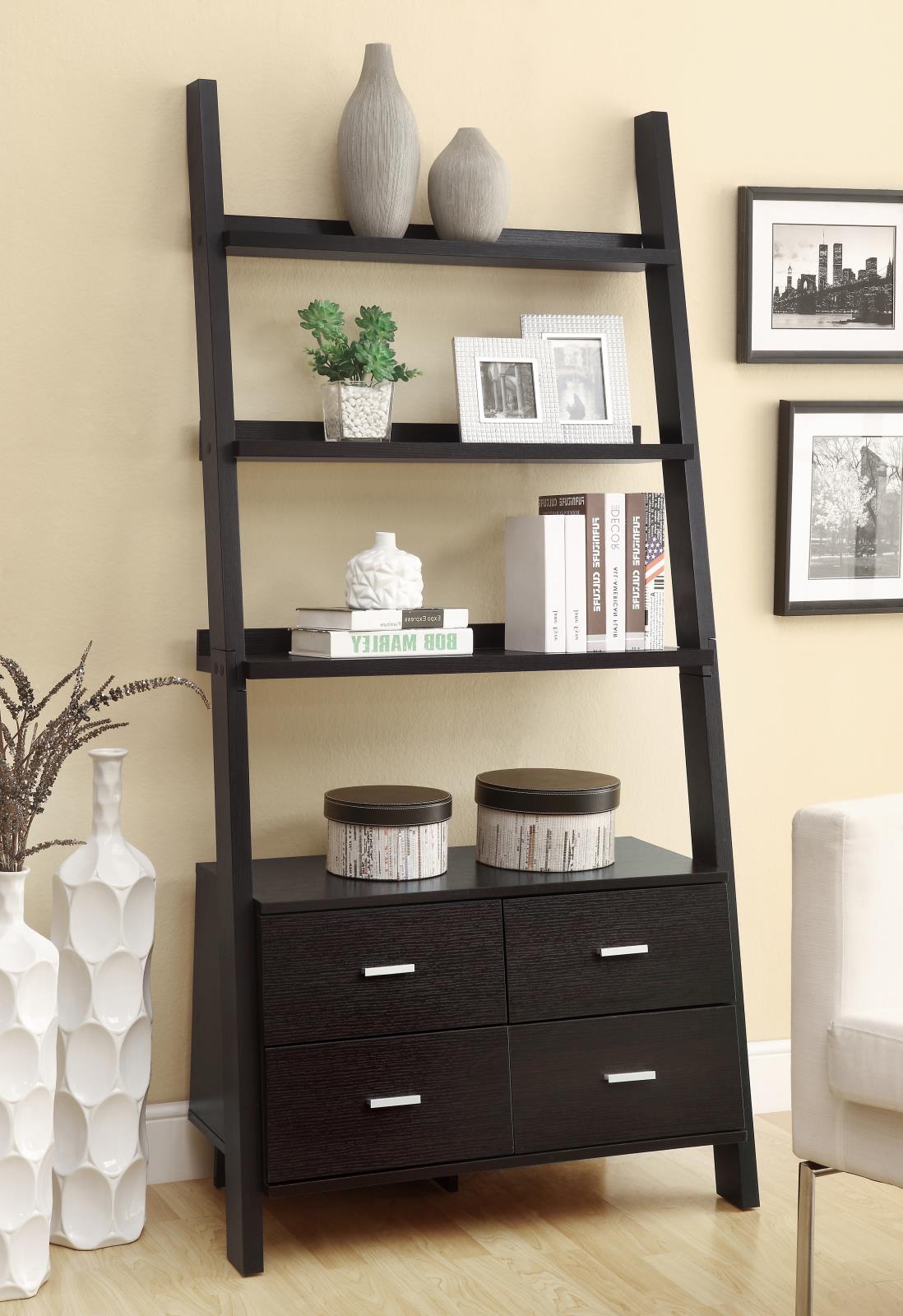 Colella Cappuccino 4-Drawer Storage Bookcase