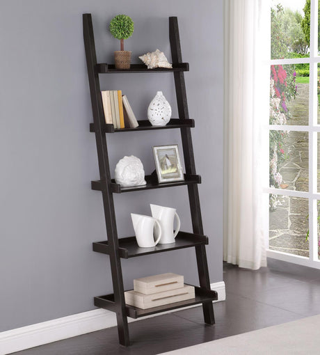 Colella Cappuccino 5-Shelf Ladder Bookcase