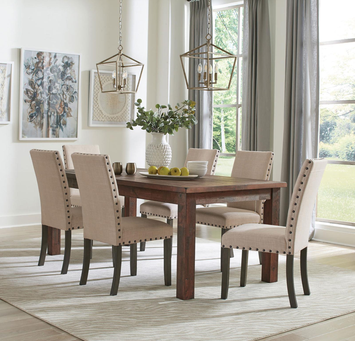 Coleman Rustic Golden Brown 7-Piece Rectangular Dining Set