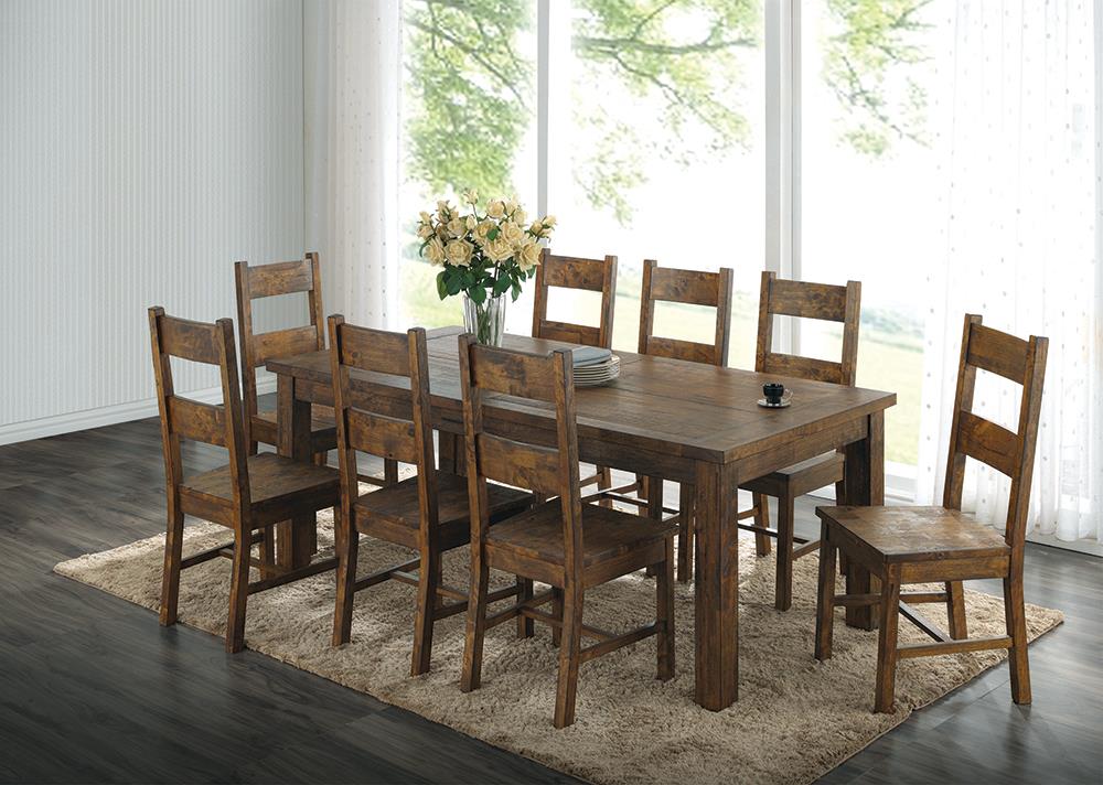 Coleman Rustic Golden Brown 9-Piece Rectangular Dining Set