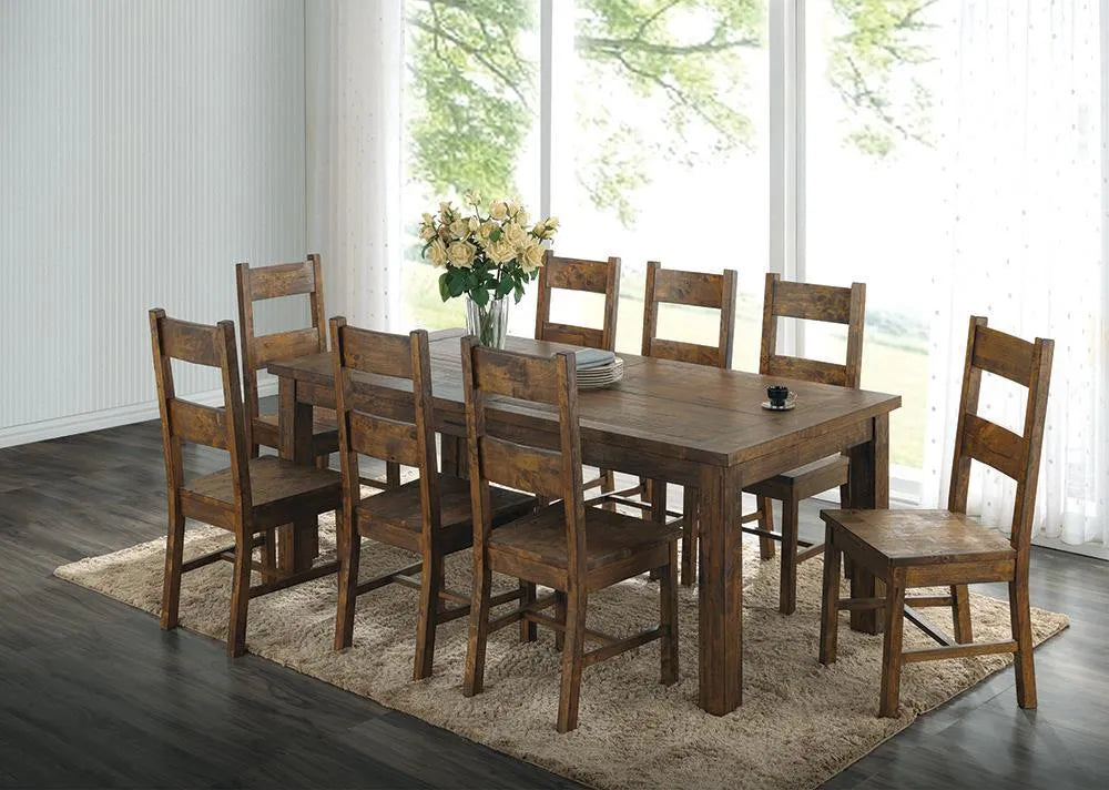 Coleman Rustic Golden Brown 9-Piece Rectangular Dining Set by Coaster at Eve Furniture