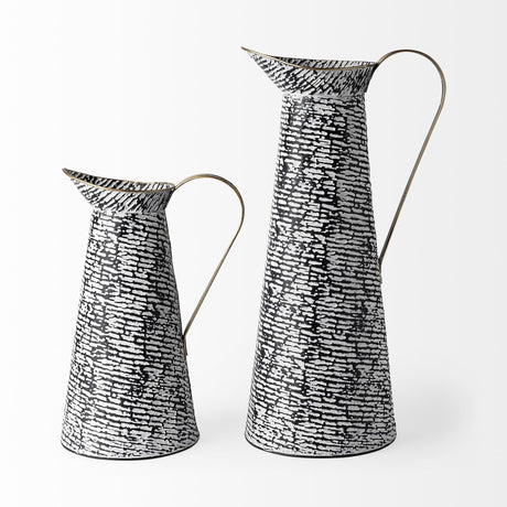 Colette Small Black/White Patterned Vase by Mercana at Eve Furniture