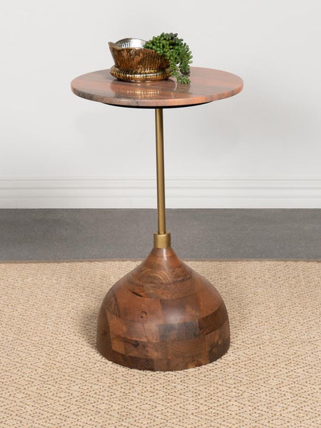 Colima Peach Round Wood Top Side Table by Coaster at Eve Furniture