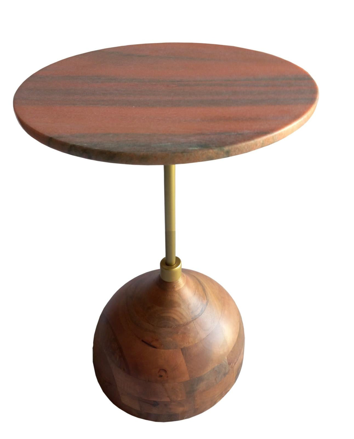 Colima Round Wood Top Side Table Peach