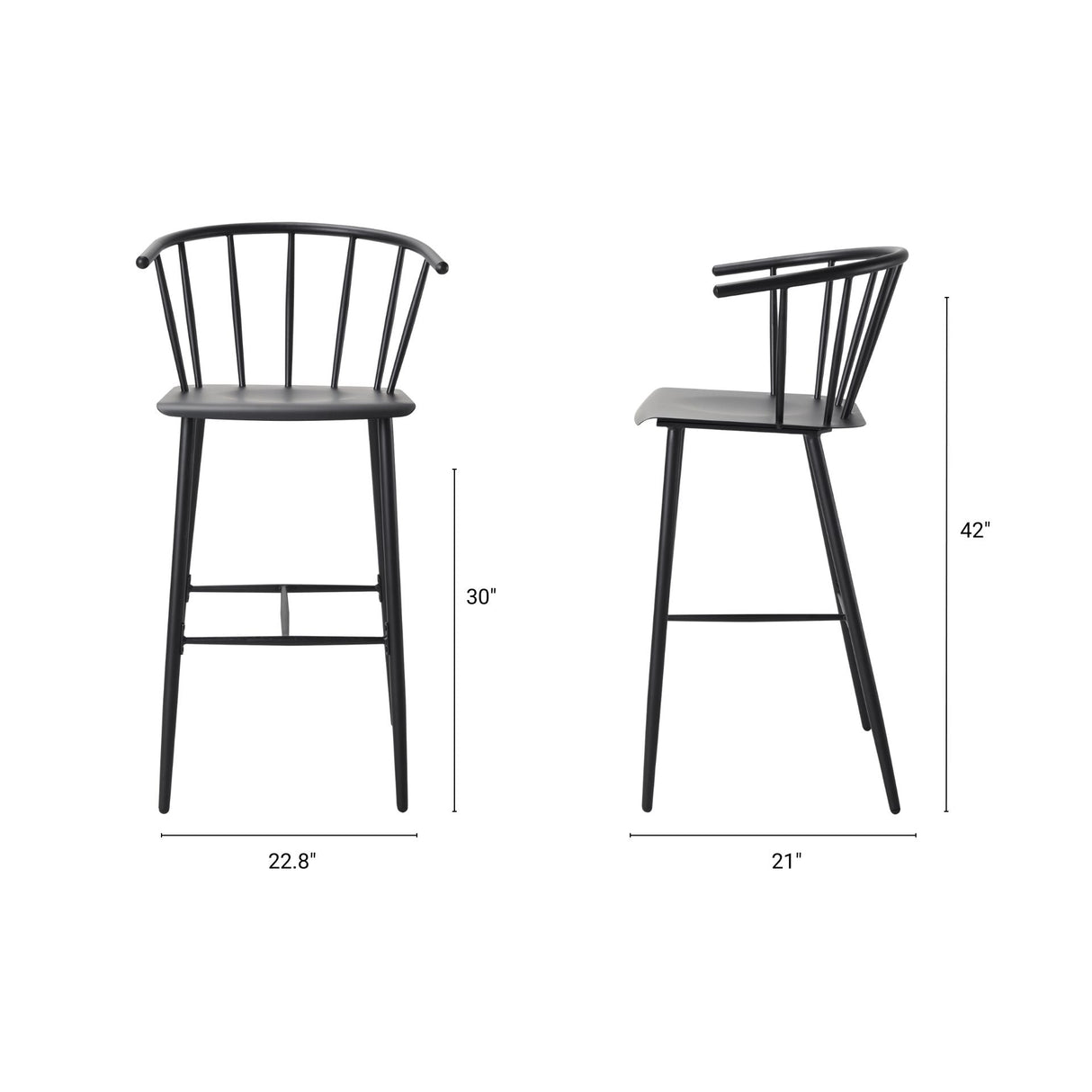 Colin Black Metal Bar Stool by Mercana at Eve Furniture