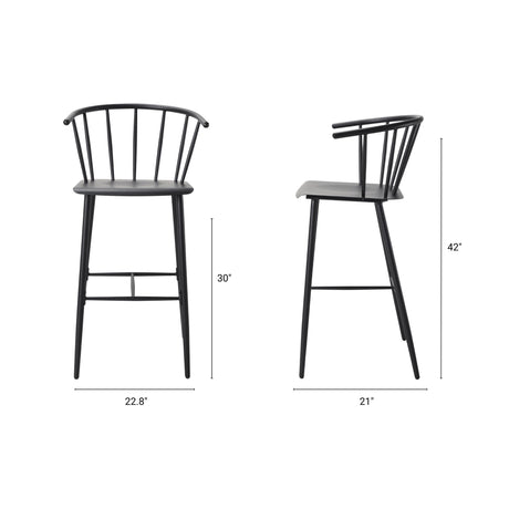 Colin Black Metal Bar Stool by Mercana at Eve Furniture