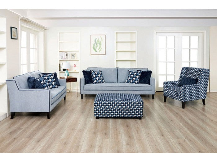Colindale Gray/Blue Upholstery Living Room Set by Furniture of America at Eve Furniture