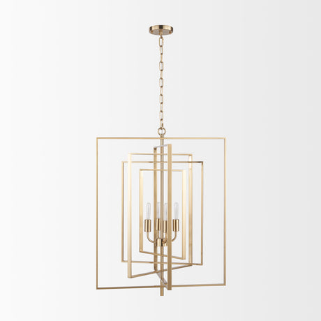 Colleen Antiqued Gold Metal 4-Light Chandelier by Mercana at Eve Furniture