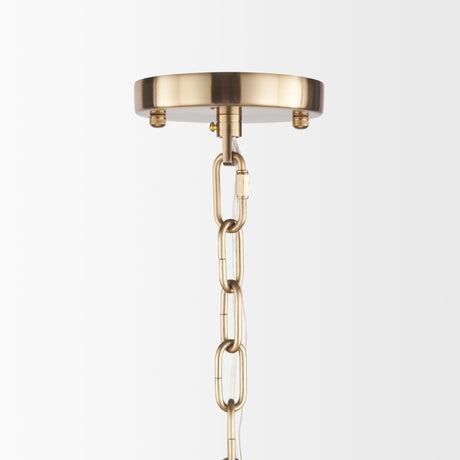 Colleen Antiqued Gold Metal 4-Light Chandelier by Mercana at Eve Furniture