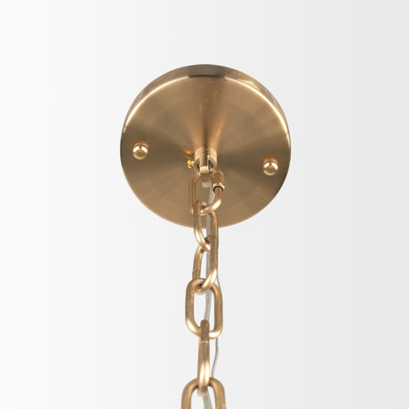 Colleen Antiqued Gold Metal 4-Light Chandelier by Mercana at Eve Furniture