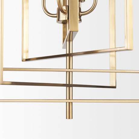 Colleen Antiqued Gold Metal 4-Light Chandelier by Mercana at Eve Furniture