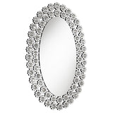 Colleen Oval Wall Mirror with Faux Crystal Blossoms by Coaster at Eve Furniture