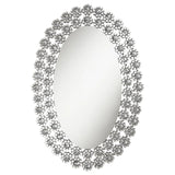 Colleen Oval Wall Mirror with Faux Crystal Blossoms by Coaster at Eve Furniture