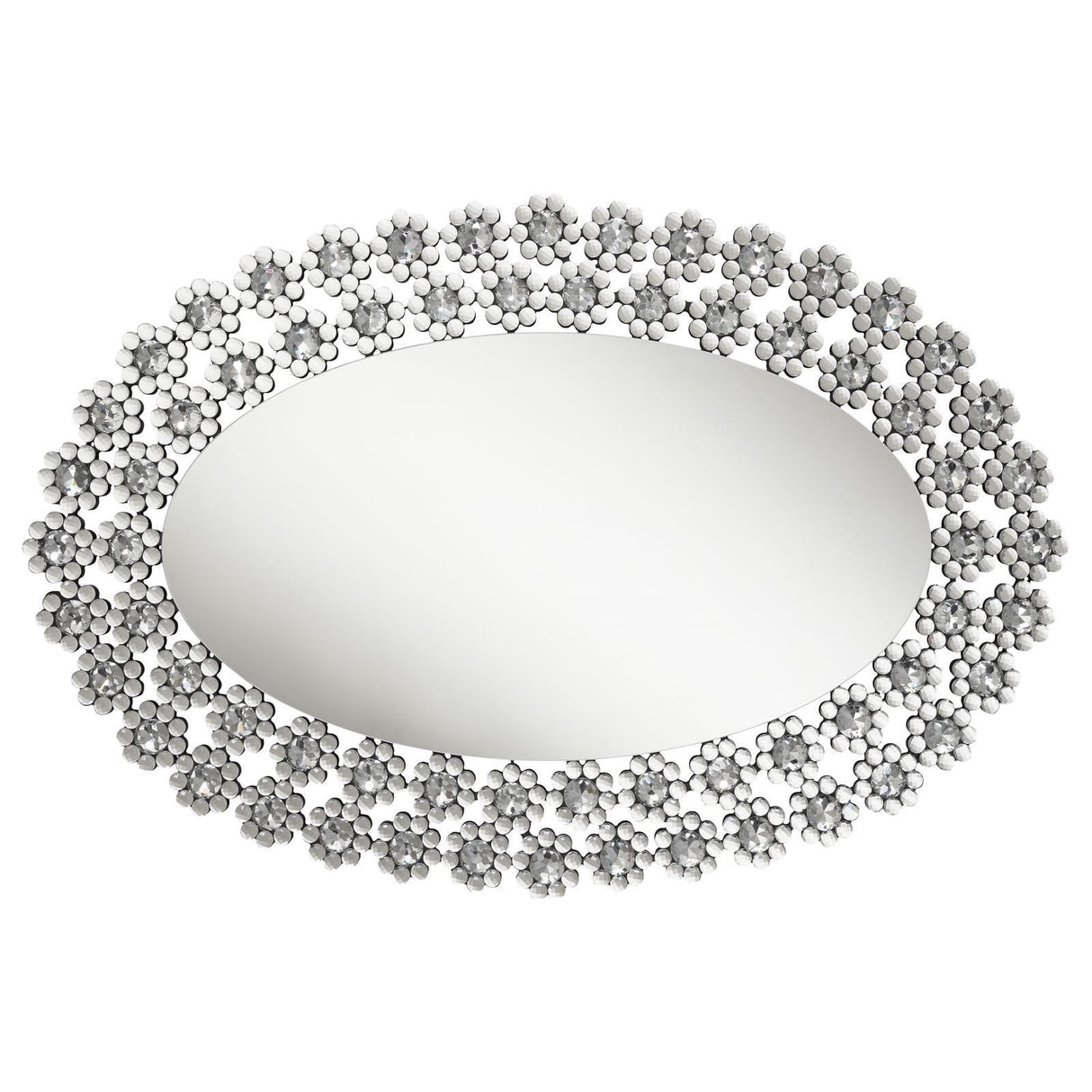 Colleen Oval Wall Mirror with Faux Crystal Blossoms by Coaster at Eve Furniture